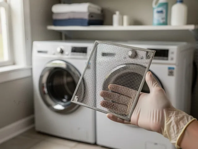 Cuyahoga Falls Dryer Vent Cleaning specialist performing detailed lint trap cleaning service in Cuyahoga Falls